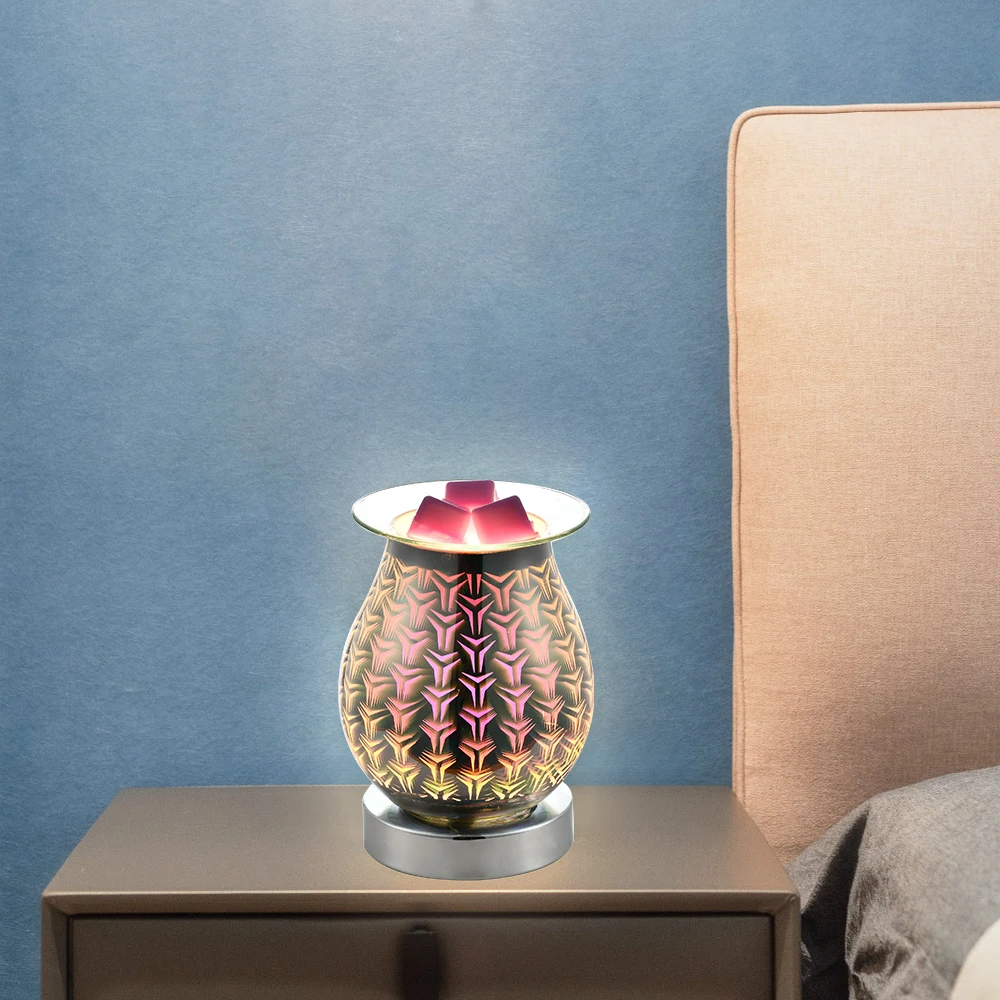 Customize 3D effect glass aroma wax melt warmer Touch control electric essential oil burner lamps