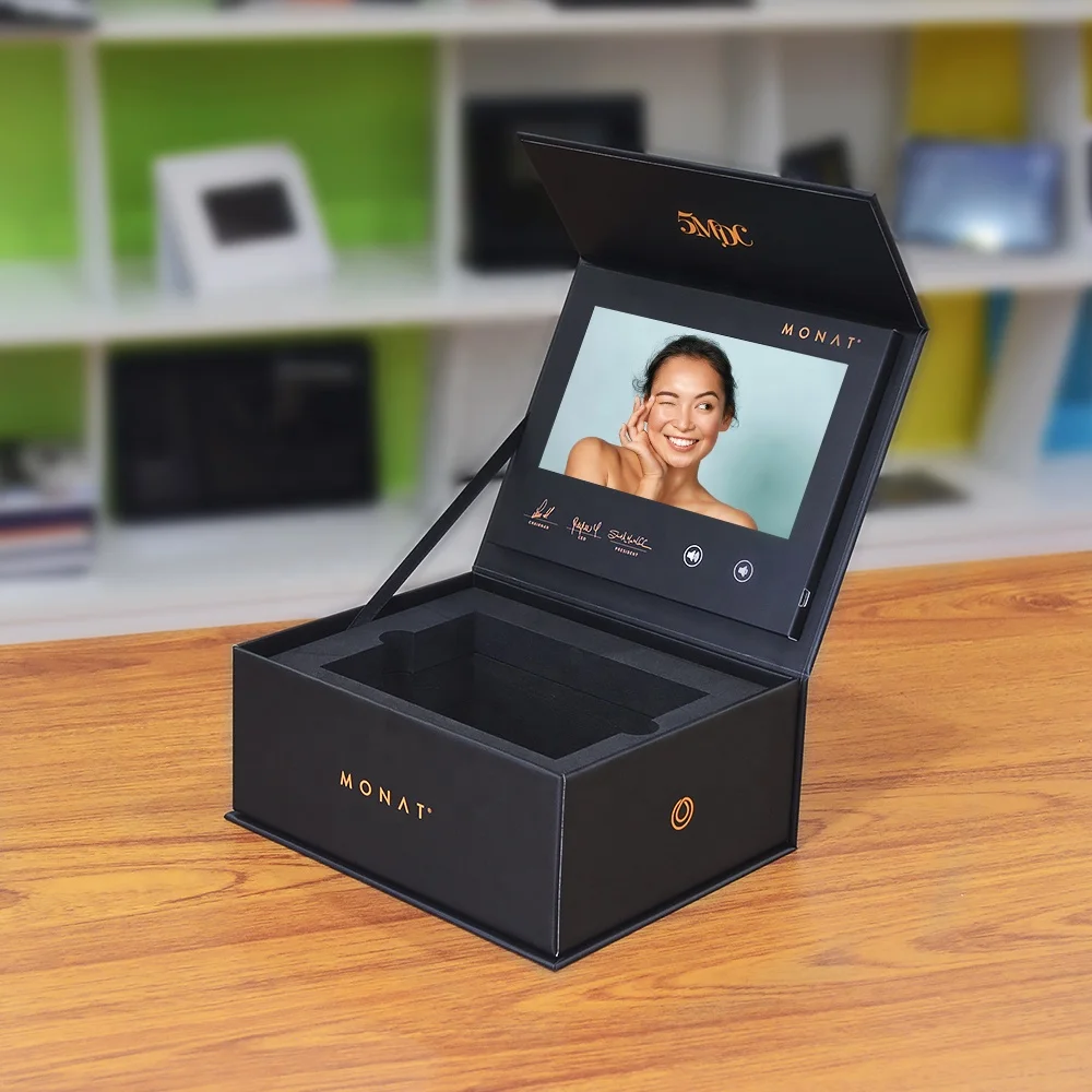 customized presentation 7 inch LCD screen gift music card box digital video box