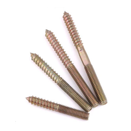 ansi brass plated m6 double head thread hanger bolt screw