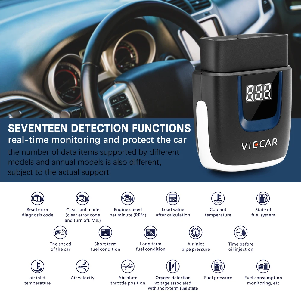 Viecar VP003 ELM327 V2.2 Wireless 4.0 USB OBD2 Scanner With PIC18F25K80 Auto Diagnostic Tool for Android/IOS/Windows