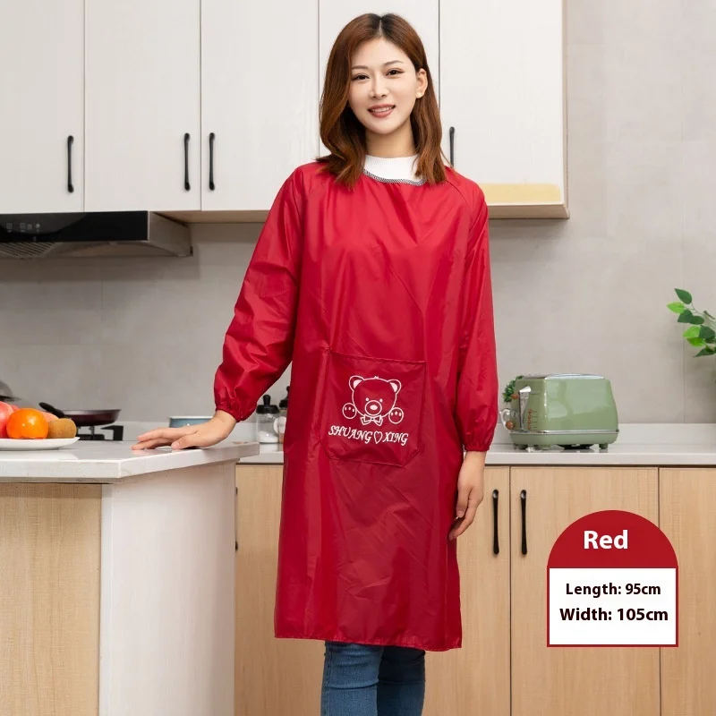 2023 New Arrival Logo Printed Reverse Blouse Waterproof Oil-Proof Long Sleeves Bib Apron Men Women Home Kitchen Cleaning Work