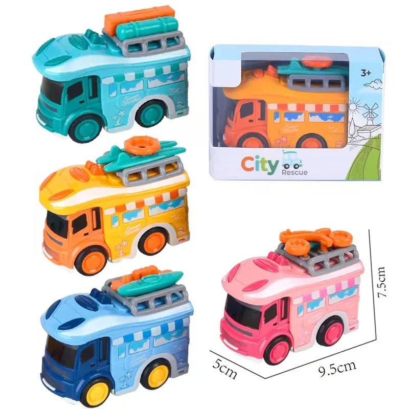 New design cartoon Inertial station wagon pull back educational simulation model safety plastic gifts kids toys vehicle