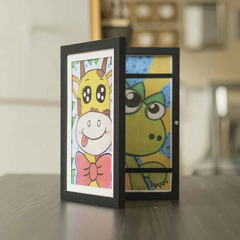 BSCI Factory Customized Home Decorative A4 Size Wood Photo Frame Kids Art Frame Kids Artwork Picture Frame