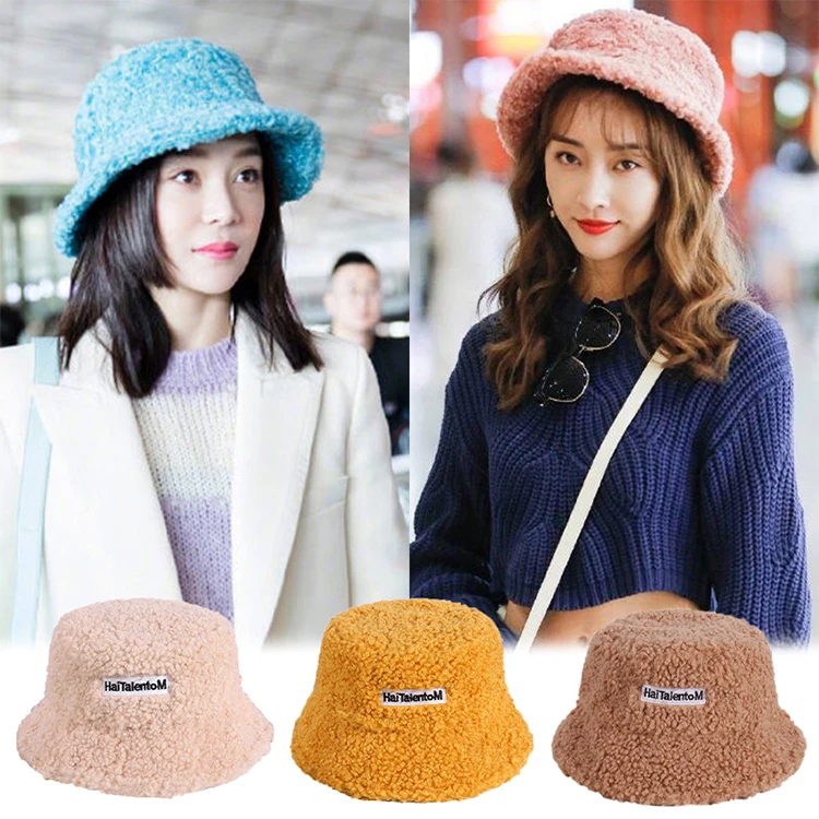 Wholesale Ladies Glamorous Teddy Corduroy  Fisherman Basin Bucket Hats Cap