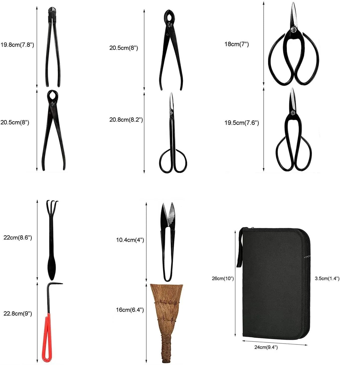 Hot Sell Nylon Zipper Case Carbon Steel Gardening Bonsai Tool Kits Heavy Duty Plant Trimming Scissor Cutter Shear Set