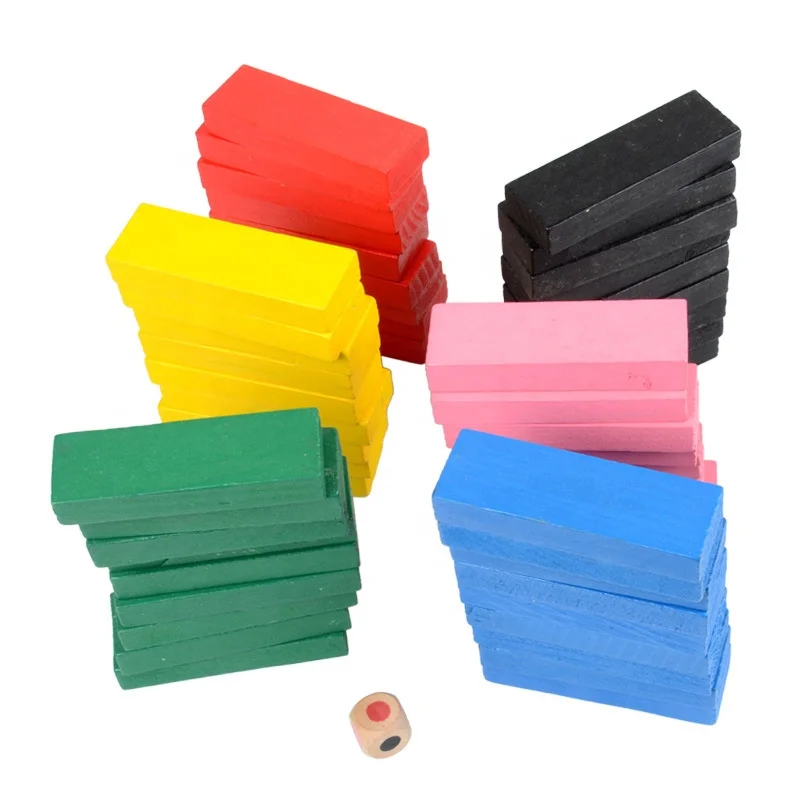 Новый 54-piece цвет высота детские развивающие игрушки домино строительные блоки настольные игры Монтессори раннего