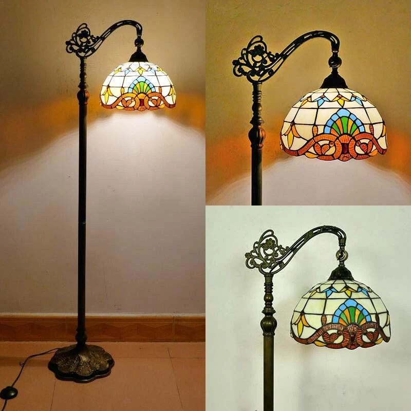 Tiffany Floor Lamp American Retro Living Room Bedroom Lamp Country  Stained Glass Floor Lamp