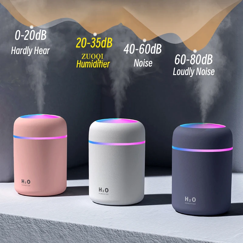 Ultrasonic 300ML Led Colorful Cup Portable Bedroom PP Plastic Air Humidifier Purifier Diffuser Mini Cooler Humidifier For Car
