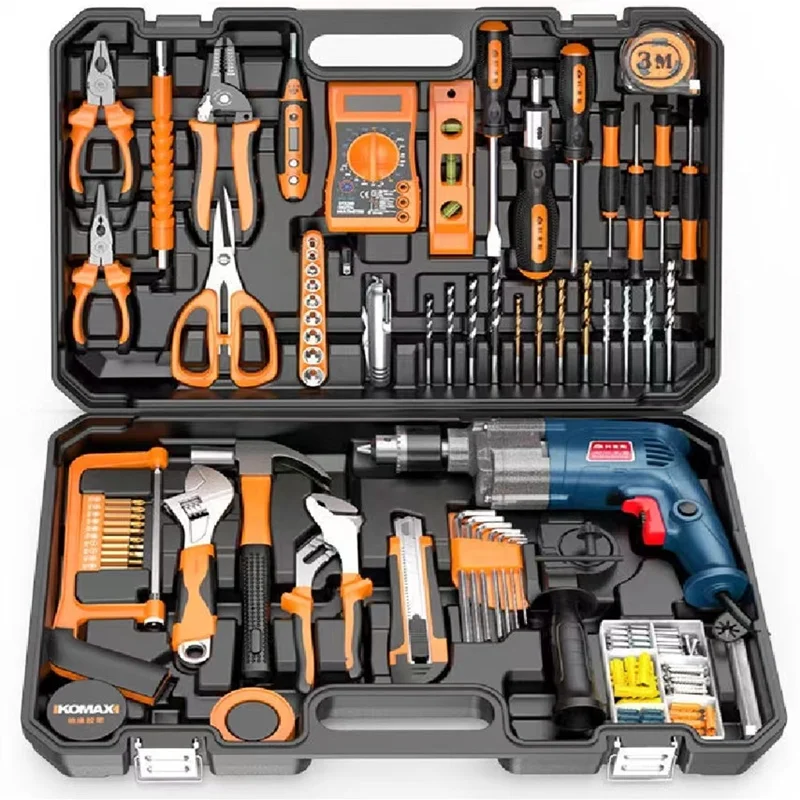 Household electric drill electric hand tool set hardware electrician maintenance multi-functional toolbox set carpentry