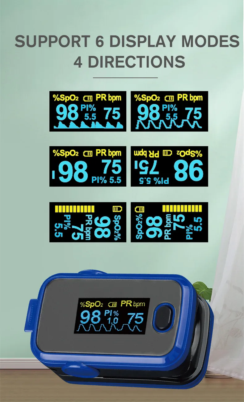 2021 Best Sales Fingertip Pulse Oximeter SPO2 with CE and  Approved LED OLED Display