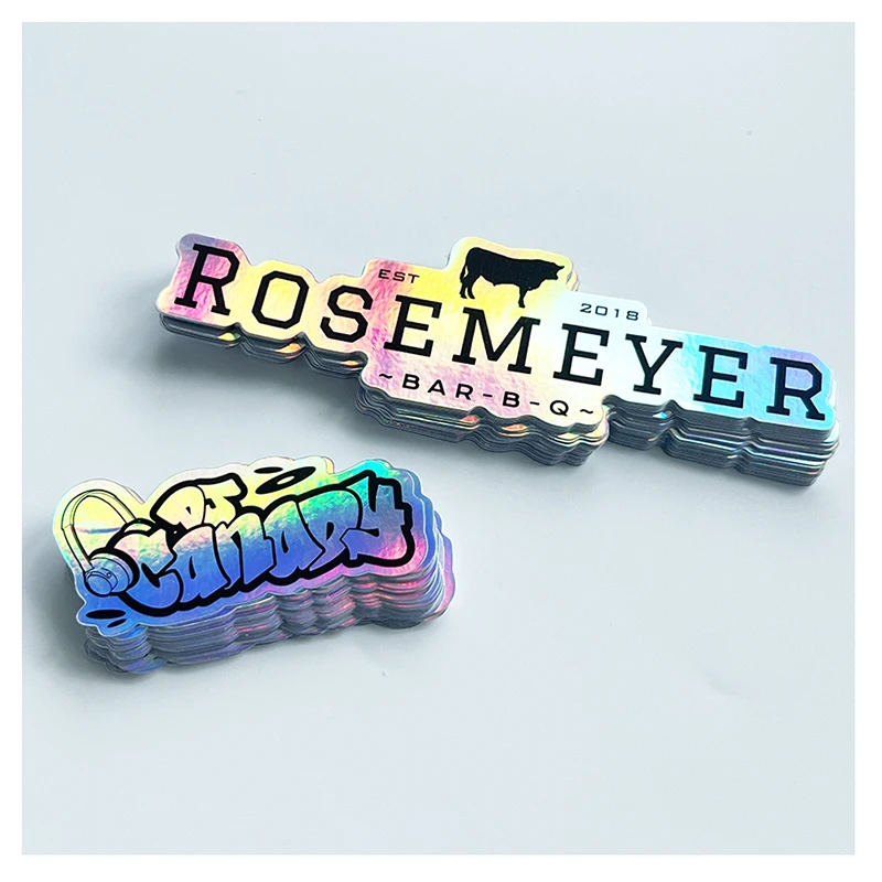 Custom Rainbow Holographic Effect Waterproof Die Cut Shape Labels Stickers Decorative Sticker Self-Adhesive Label