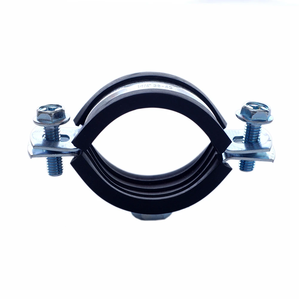 Hot selling galvanizing stainless steel round rubber cushion suspension hose clamp pipe clamp with hex nut