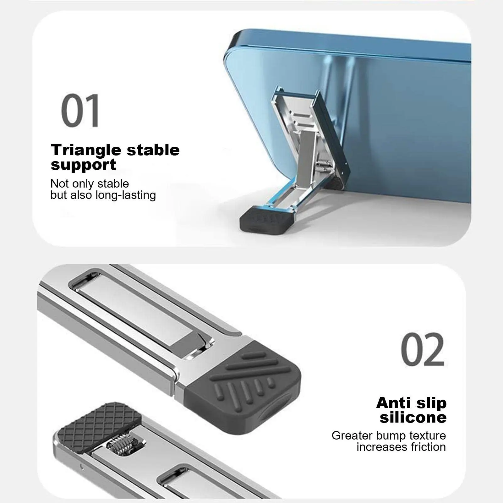 Widely compatibility Aluminum Alloy  Pop-up Metal Leg 3 Gear Adjust Height Invisible Portable Laptop Phone ipad Stand