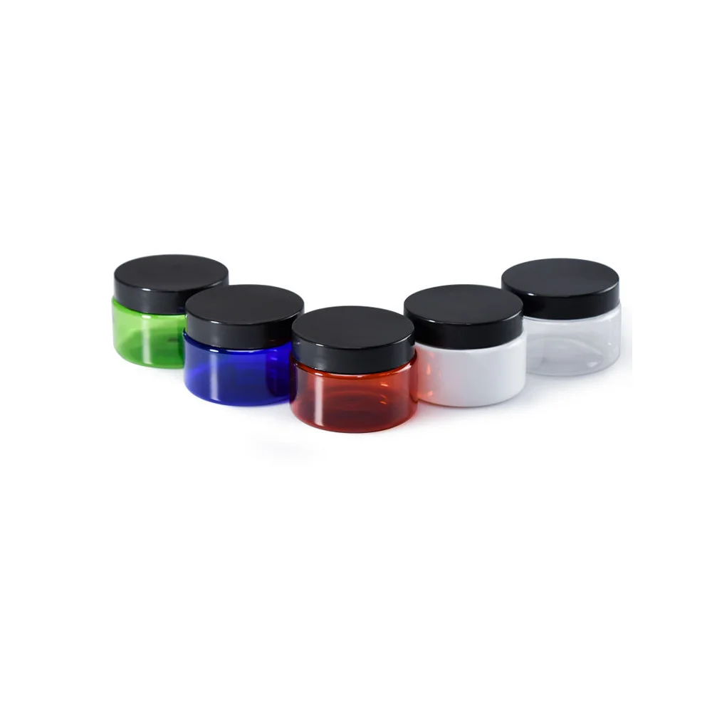 Custom Logo Mexico 50G 80G 100G 150G 50Ml Cylinder Clear Green Empty Colorful Pet Plastic Cream Cosmetic Jar