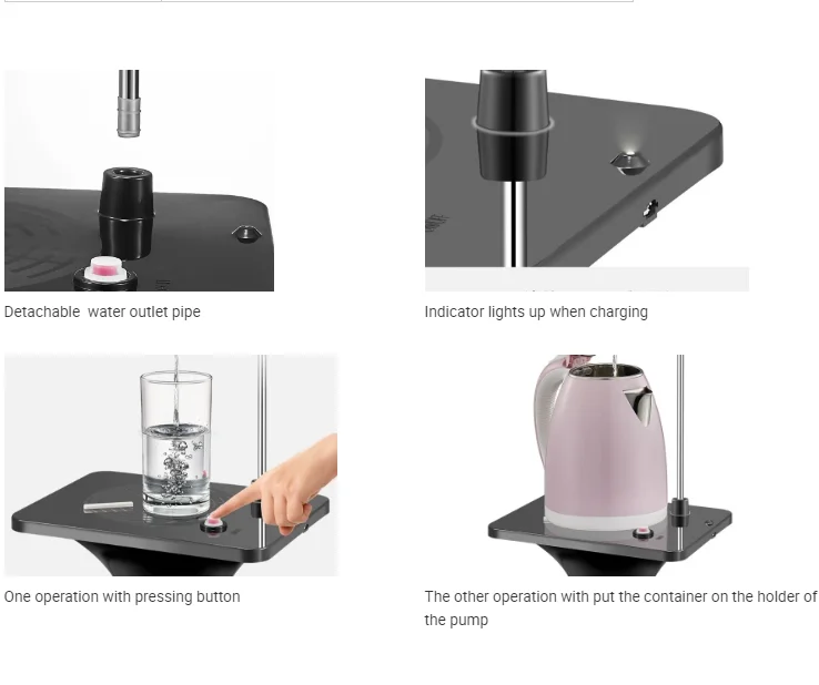 Hot sell rechargeable battery portable wireless hand press electric water dispenser for 5 gallon bottle water camping travel