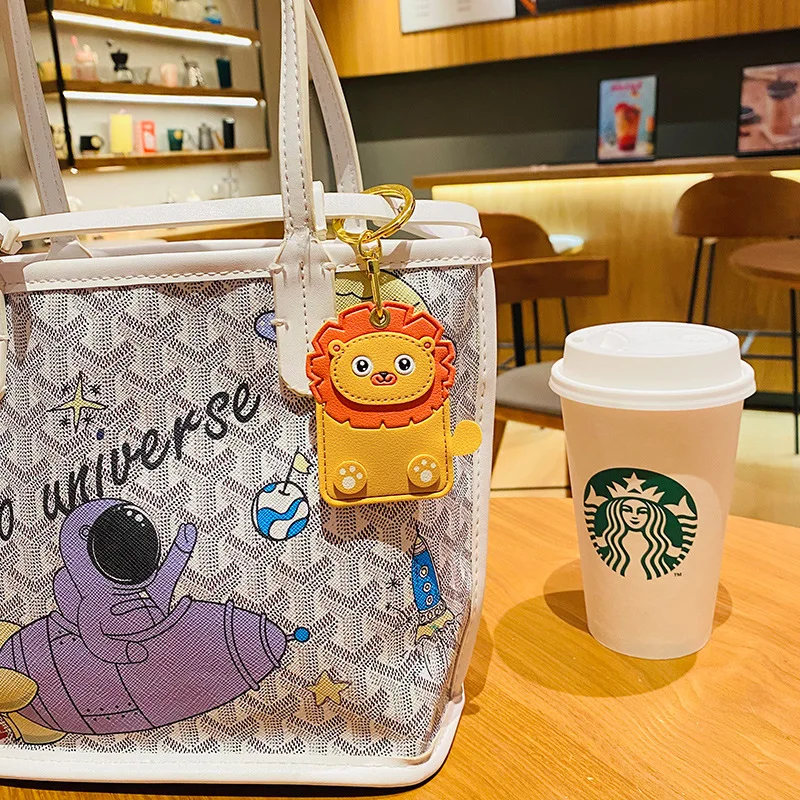 Creative Animal Card Holder Pu Keyring Work Card Package Key Holders Poodle Keychain ID Protection Cover Elevator Card keychain