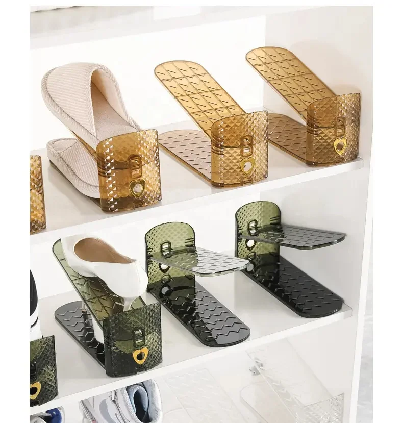 2023 New Design Household Shoe Rack Adjustable Double-Layer High-Quality Plastic Shoe Rack