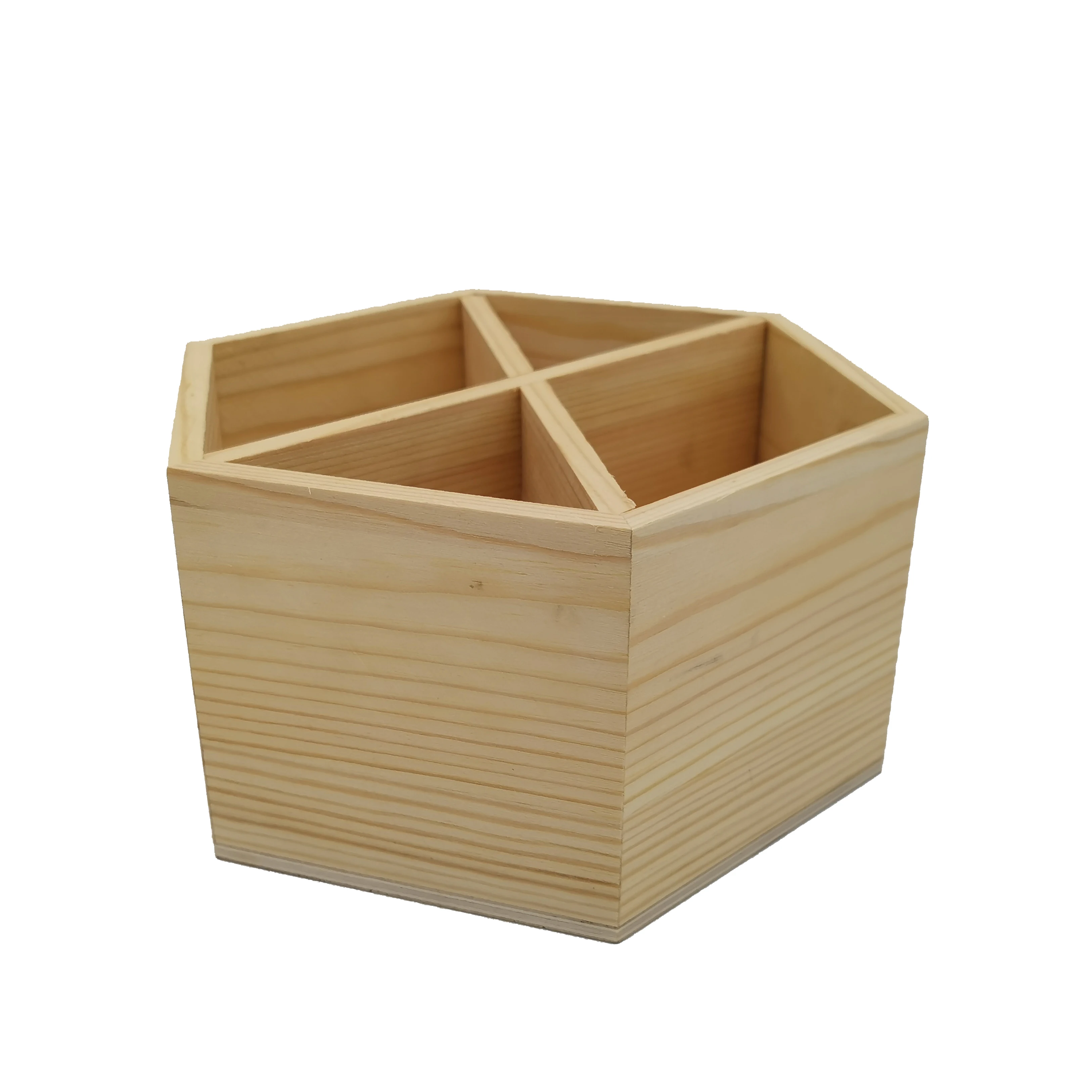 Handcrafted Octagon Box Wood Crafts Decoration Organizer Storage Box Wood Stationery Storage Box