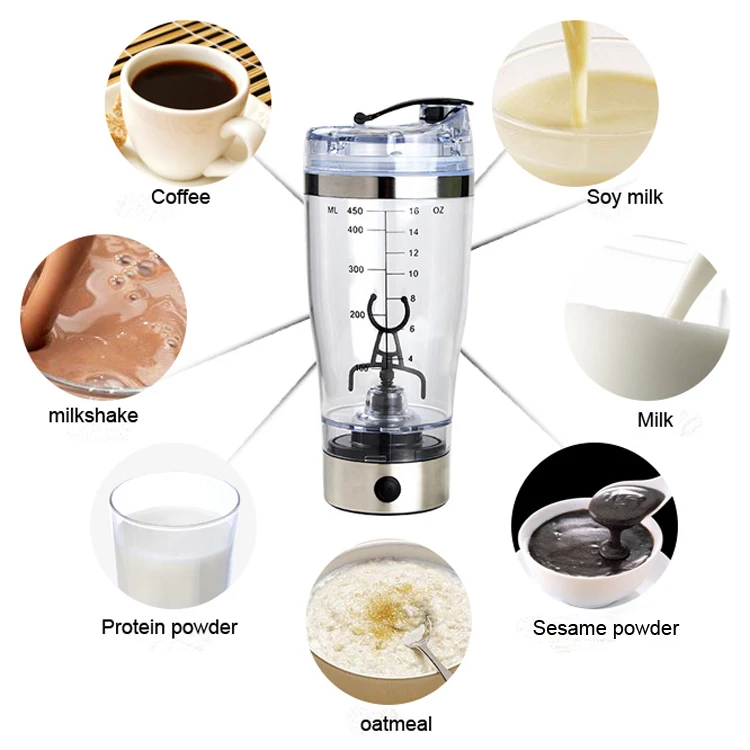 Custom Logo 300ML 12oz Electric Plastic Protein Shaker Blender Sports Fitness Mixing Cup Whey Protein Water Bottle