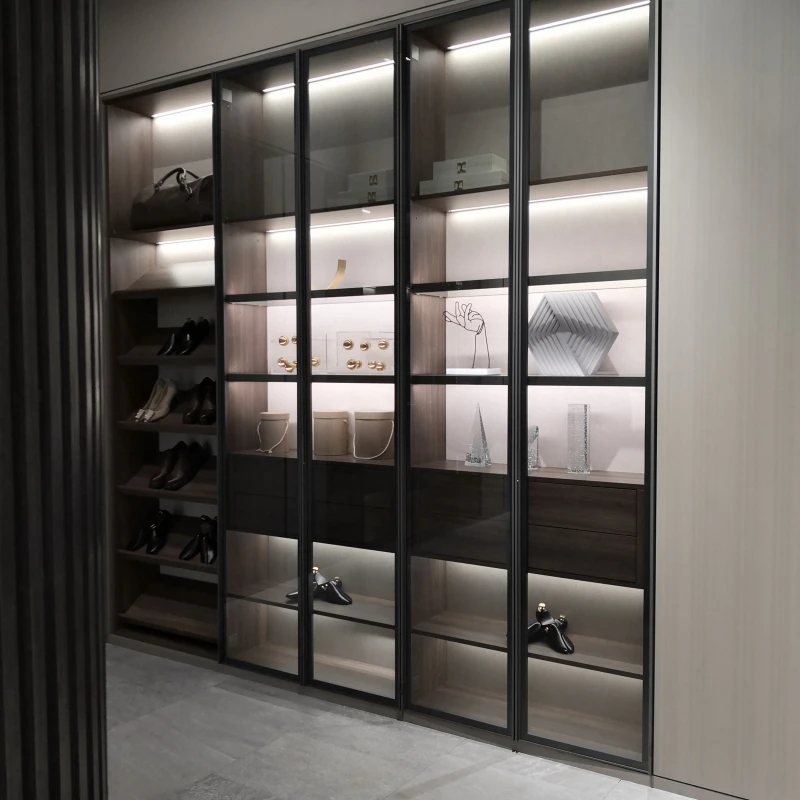 Bookcase Display cabinet furniture with built-in LED aluminum alloy light strip