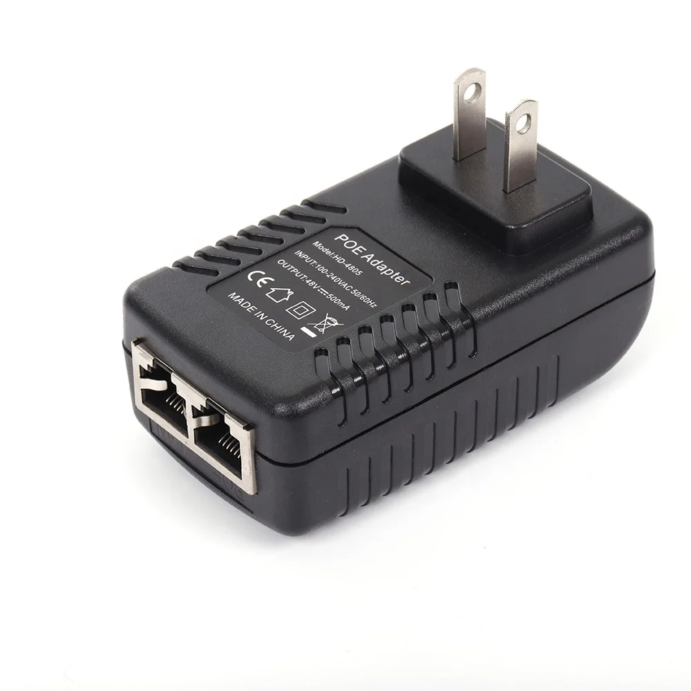 48V 0.5A 24W US plug PoE injector adapter Gigabit 1000Mbps Transmission