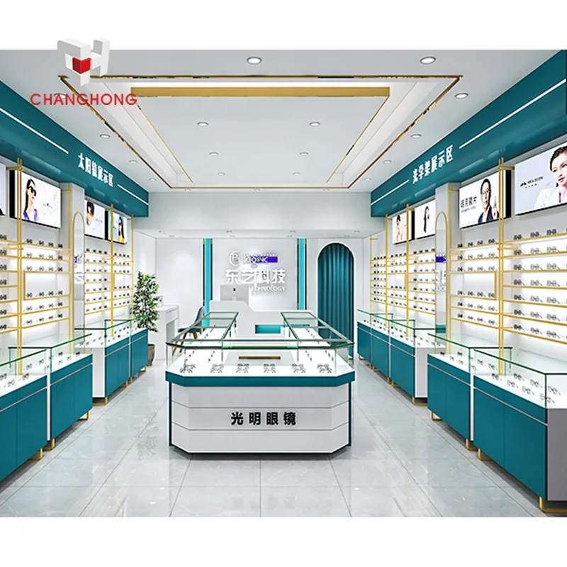 Eyewear Wall Shelf Display Stand Furniture Cabinet Optical Shopfitting Store Fixture Optical Shop Interior Design Decoration