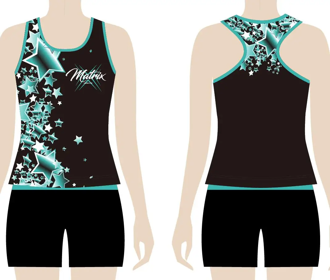 Custom kids cheer dance studio sublimation practice wear sets