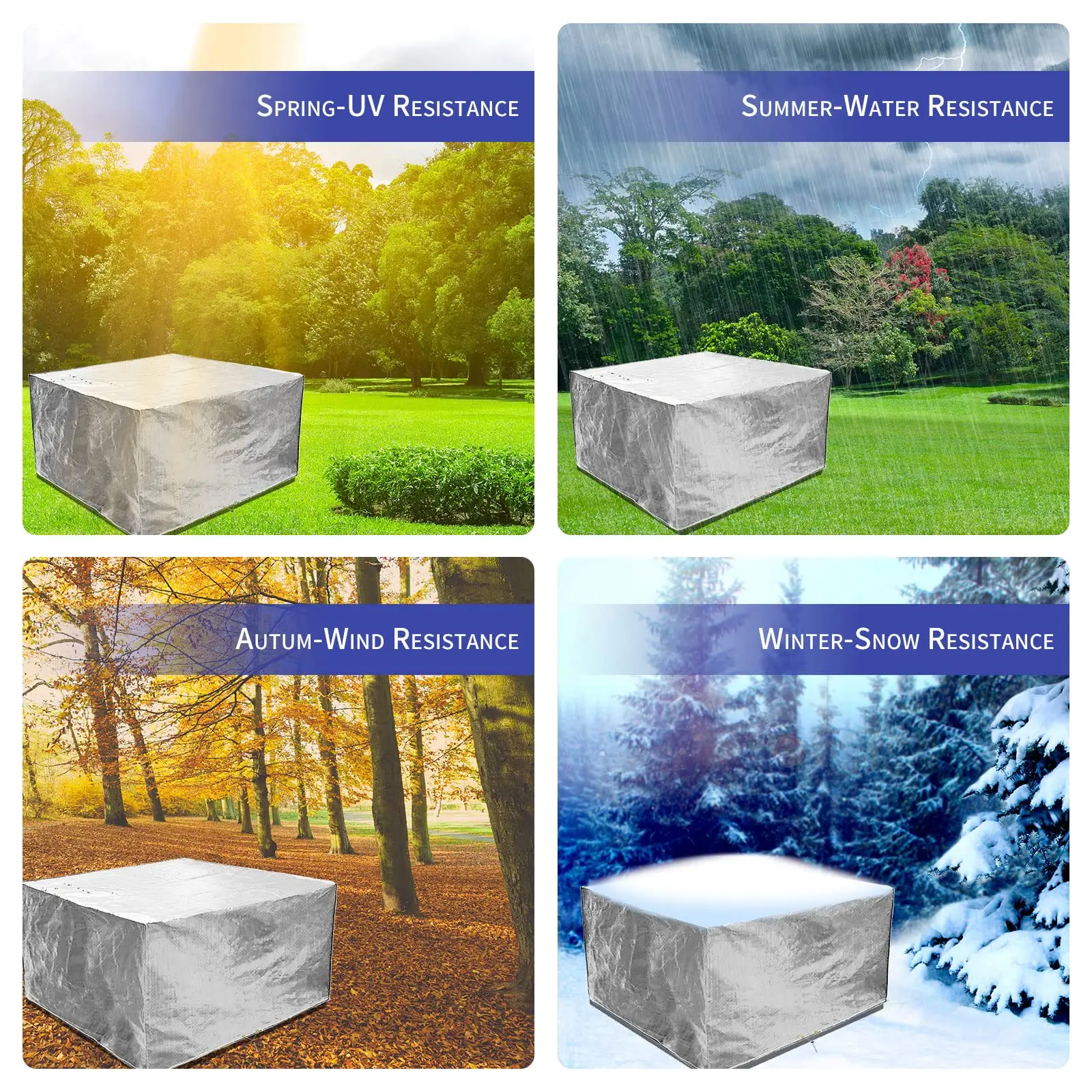 135x135x71cm Outdoor Patio Rattan Cube Set Cover Windproof, Anti-UV for Chair and Table Rattan Sofa Furniture Cover