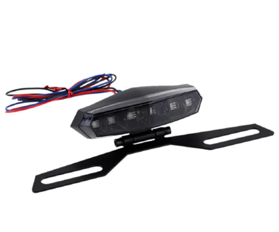 12V 6 LED Motorcycle Rear Tail Light Rear Lights Brake Stop Light Racer Dual Color Lamp Motorbike Accessories Bracket Mount