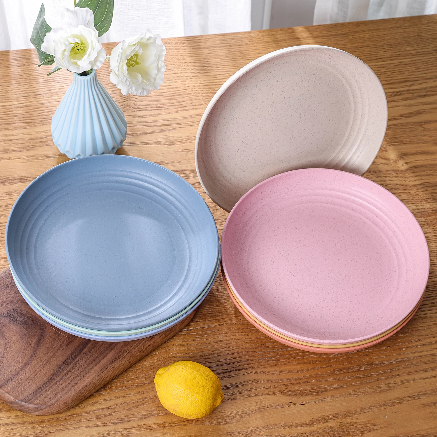 Unbreakable Eco-Friendly Lightweight Dishwasher & Microwave Safe Green and Healthy Dishes Wheat Straw Salad Camping Plates