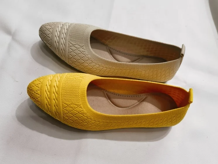 New Fashion Ballet Flats Summer Breathable Shoes Knit Mesh Loafers for Women
