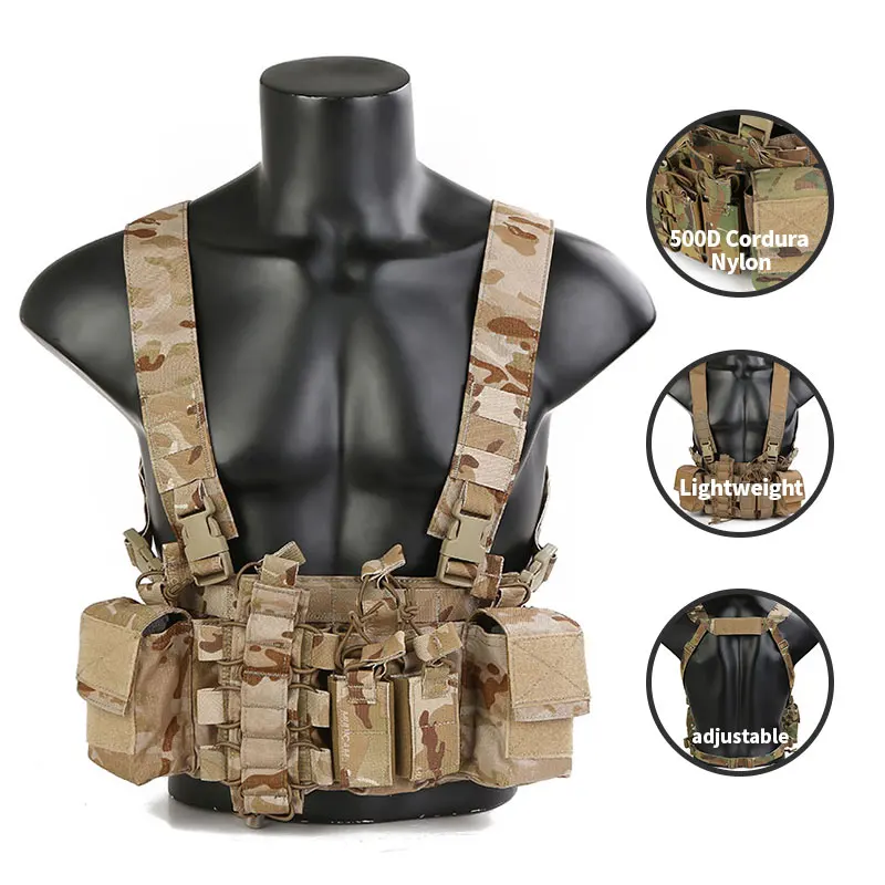 Emersongear 500D Cordura Nylon Combat Chest Rig Vest Camouflage Gear Tactical Chest Rig With D3CR Style for Multicam Fabric