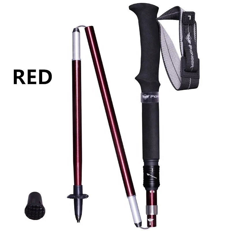 Ultra-light 5 sections 7075 aviation aluminum alloy Folding Collapsible Cane Non-slip Rubber Trekking Pole