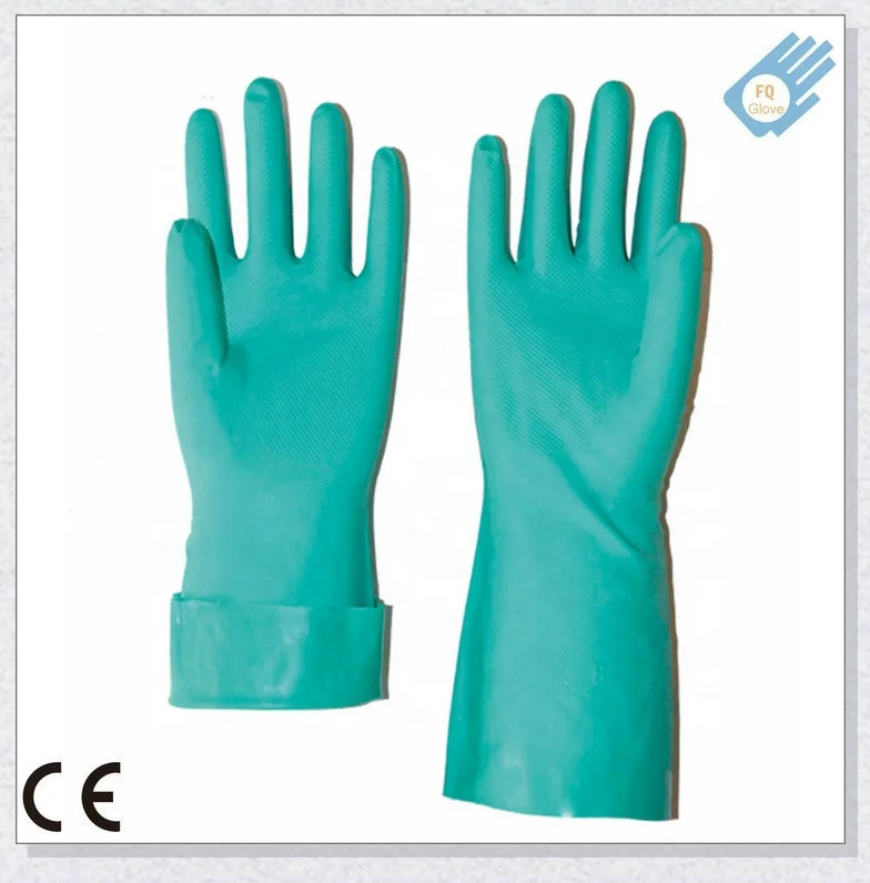 EN374 15mil green nitrile chemical resistant industrial household gloves