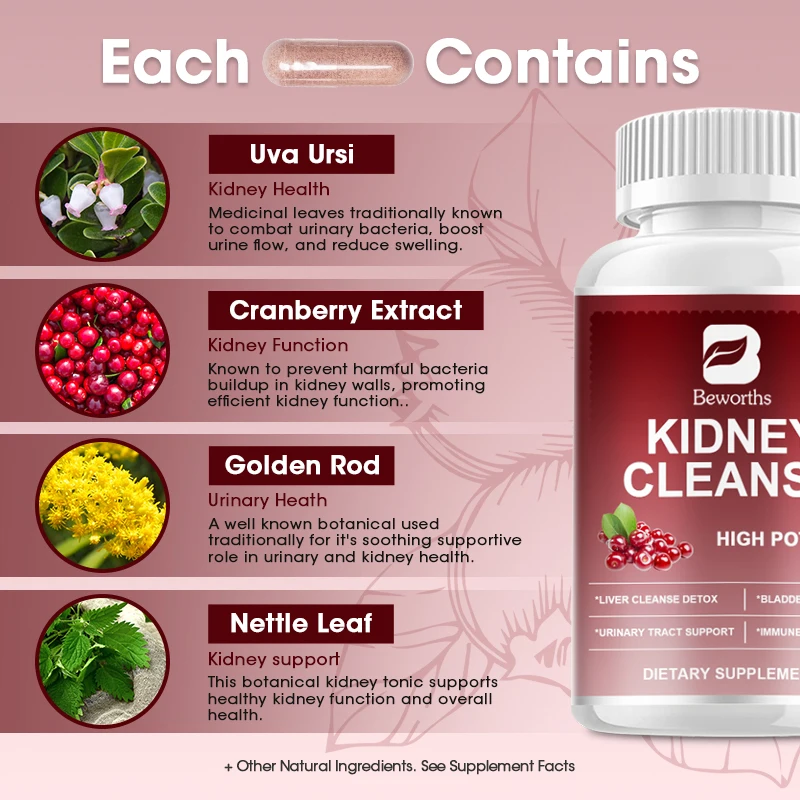 Beworths OEM 120pcs All Natural Herbal Supplement Kidney Cleanse and Detox Capsule