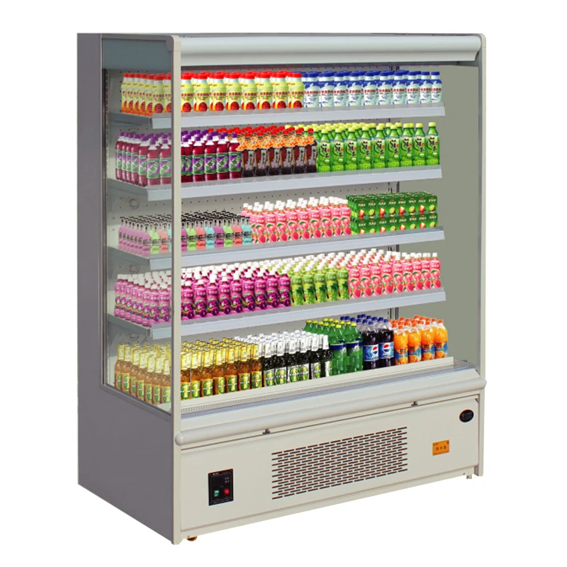 Supermarket two glass doors beverage cooler display refrigerator beer showcase cooler fridge