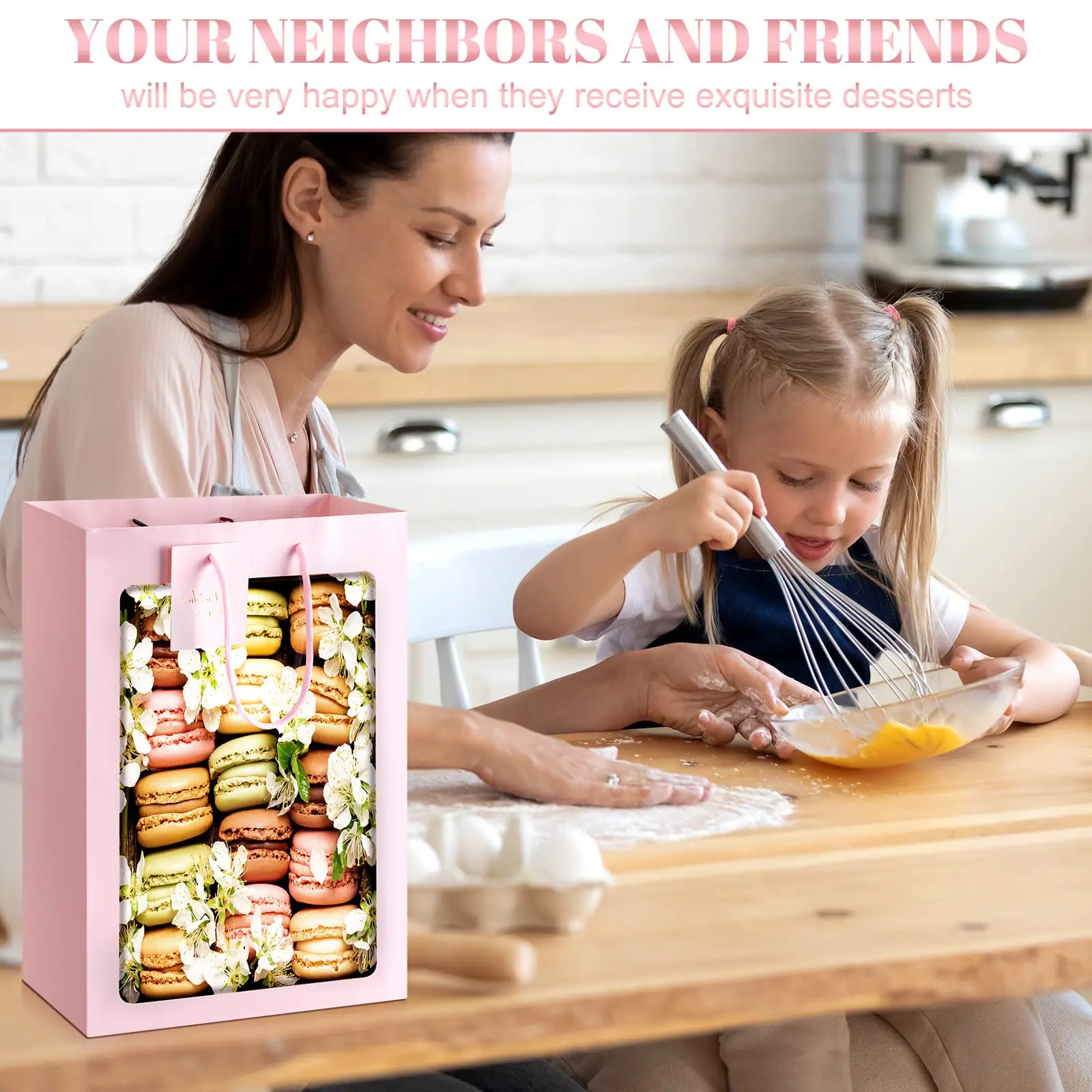 Custom Logo Printed Packaging Biodegradable Small Flower Chocolate Gift Kraft Paper Bag with Clear Window