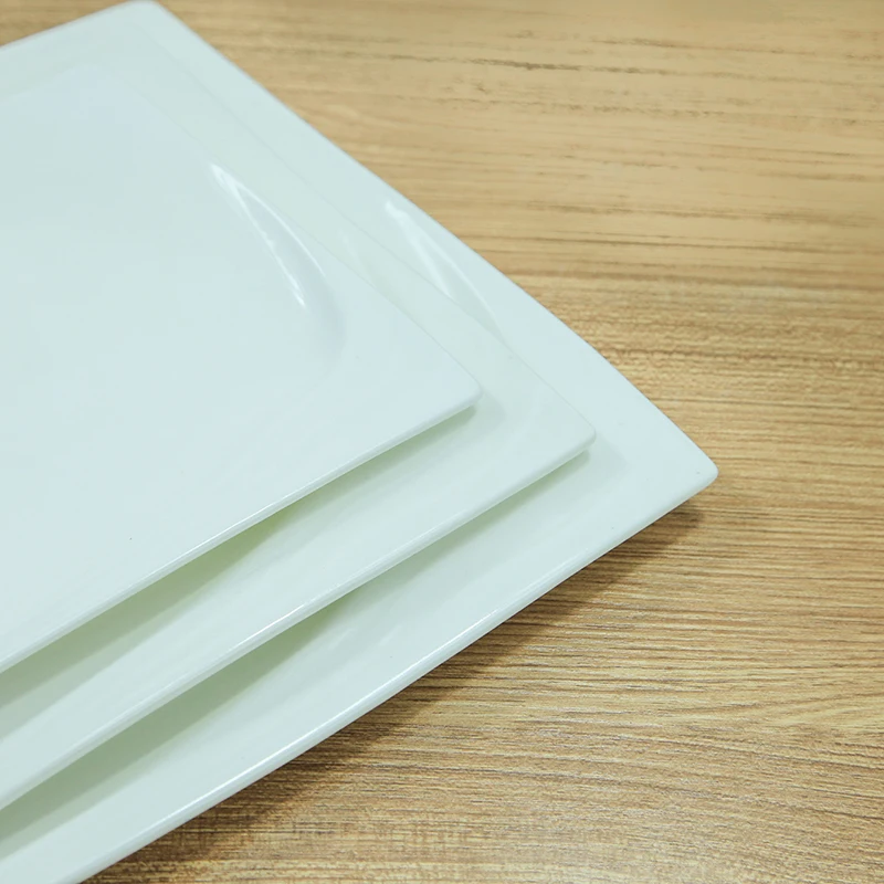 Simple design white porcelain irregular square plate for restaurant