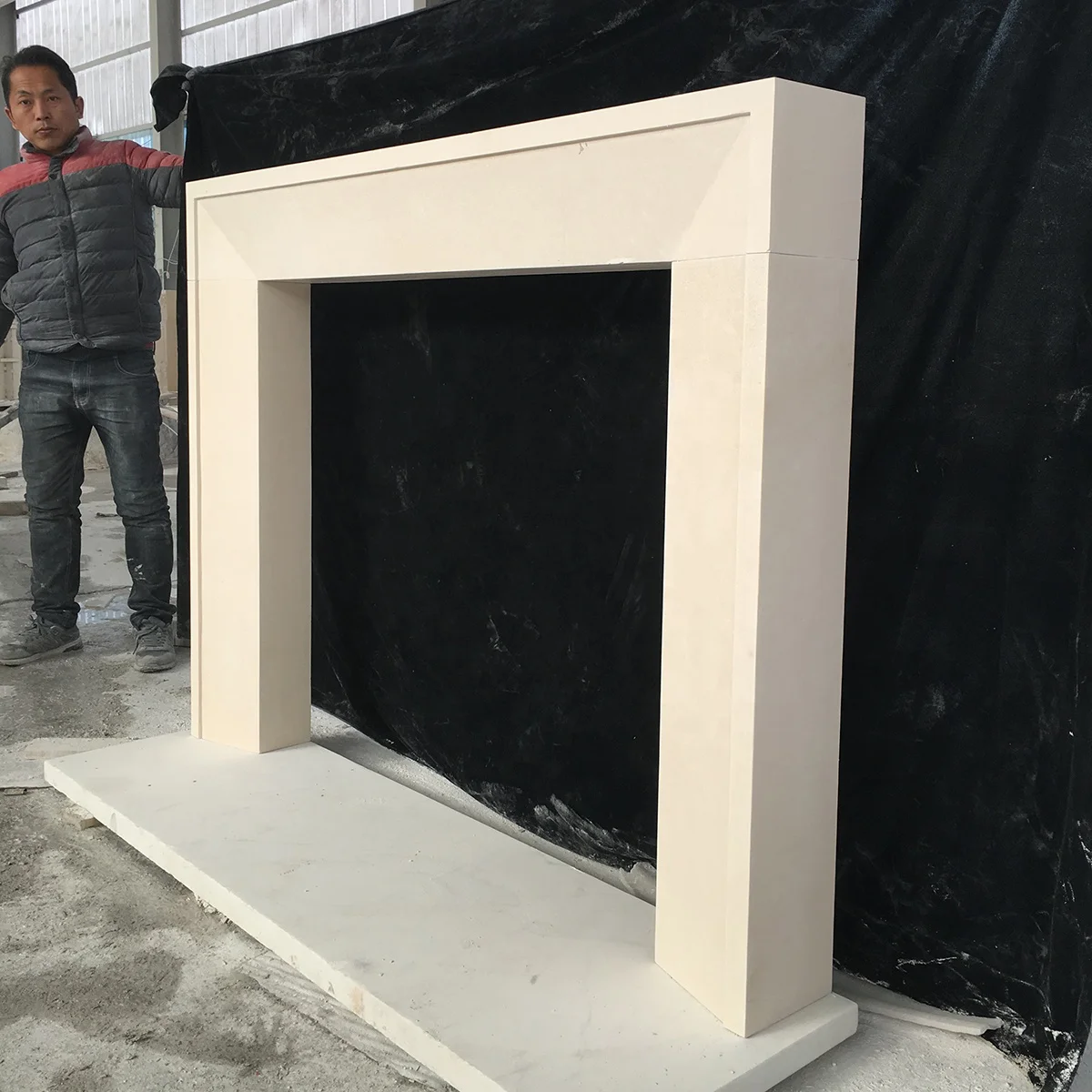 Modern design stone fireplace indoor decorative mantel customized simple limestone fireplace