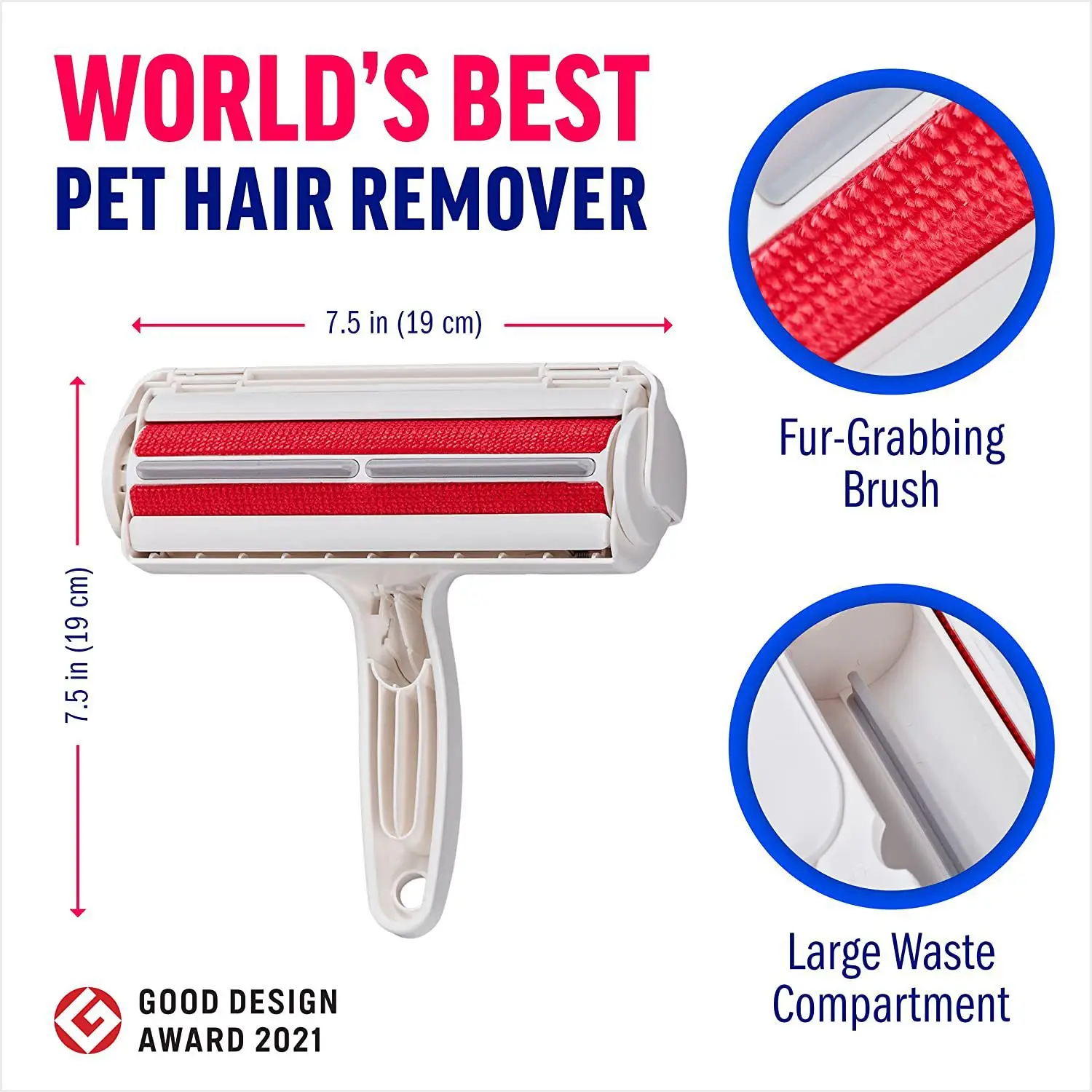 Pet Fur & Lint Removal Brush Easy to Self Clean the Pet Fur Hair Remover Brush Reusable Pet Hair Remover Lint Roller for Dog Cat