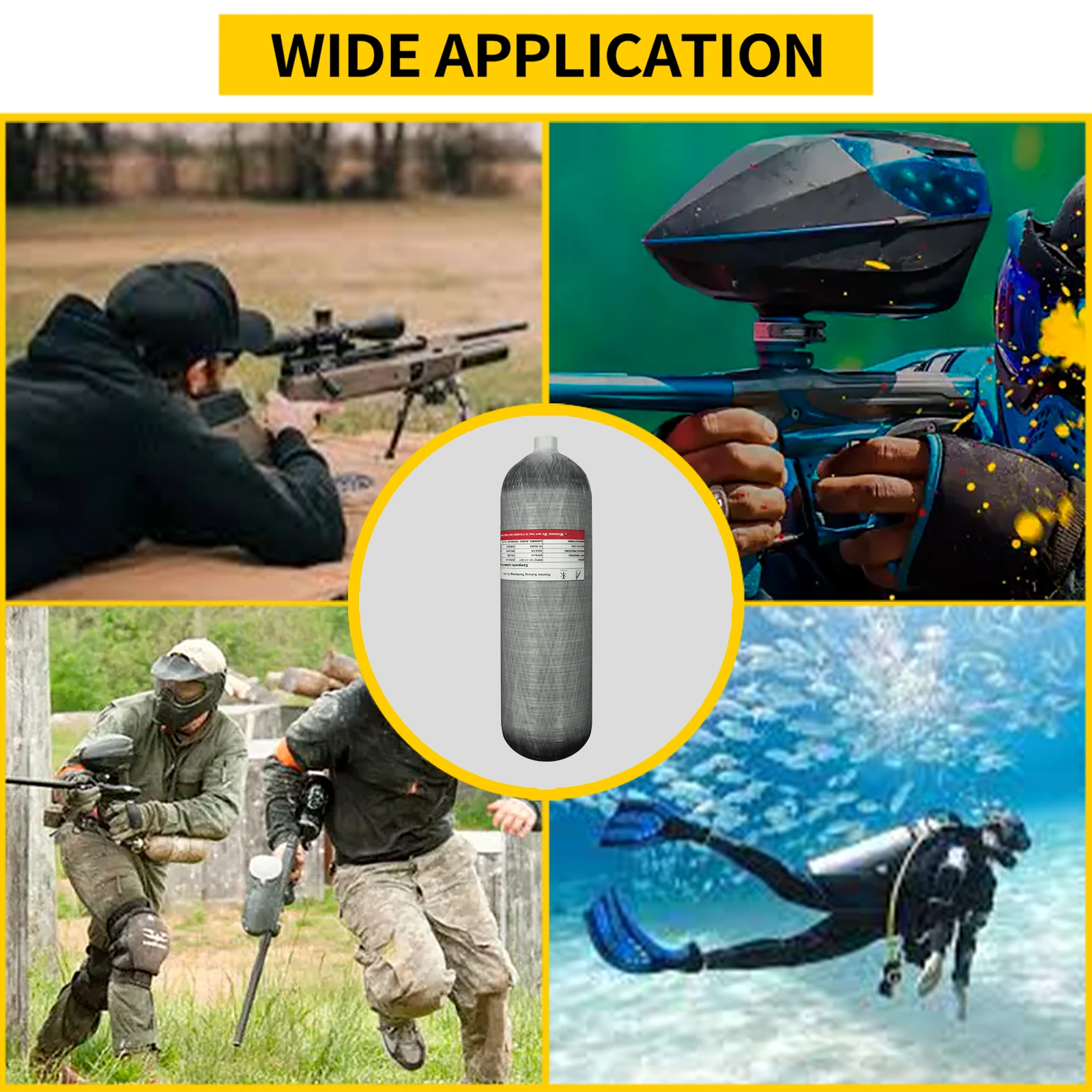 TUXING China Suppliers ODM High Quality Hardness 4.7L High Pressure 300bar 4500psi Breathing Swimming Carbon Fiber Gas Cylinder