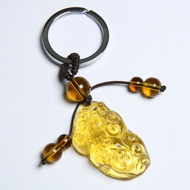 High-grade  3D carving Lucky Chinese Pixiu Animal  Key Chain Buddhism  Pendant Key Ring