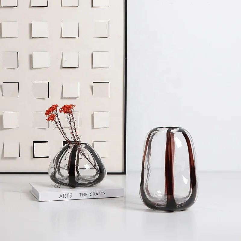 Flolenco Hand-made Glass Flower Vase Nordic Home Decoration Tabletop Vase Glass Luxury Vase