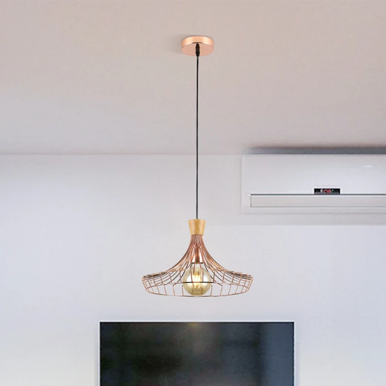 Modern Red Copper Iron Housing Nordic Surface Pendant Hanging Lights Chandelier For Kitchen