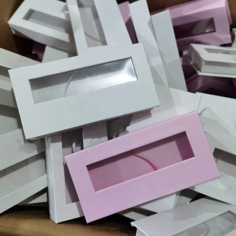 Wholesale No logo Cardboard Paper Lashbox Pink Eyelash Box Packaging Empty Eye Lash Box