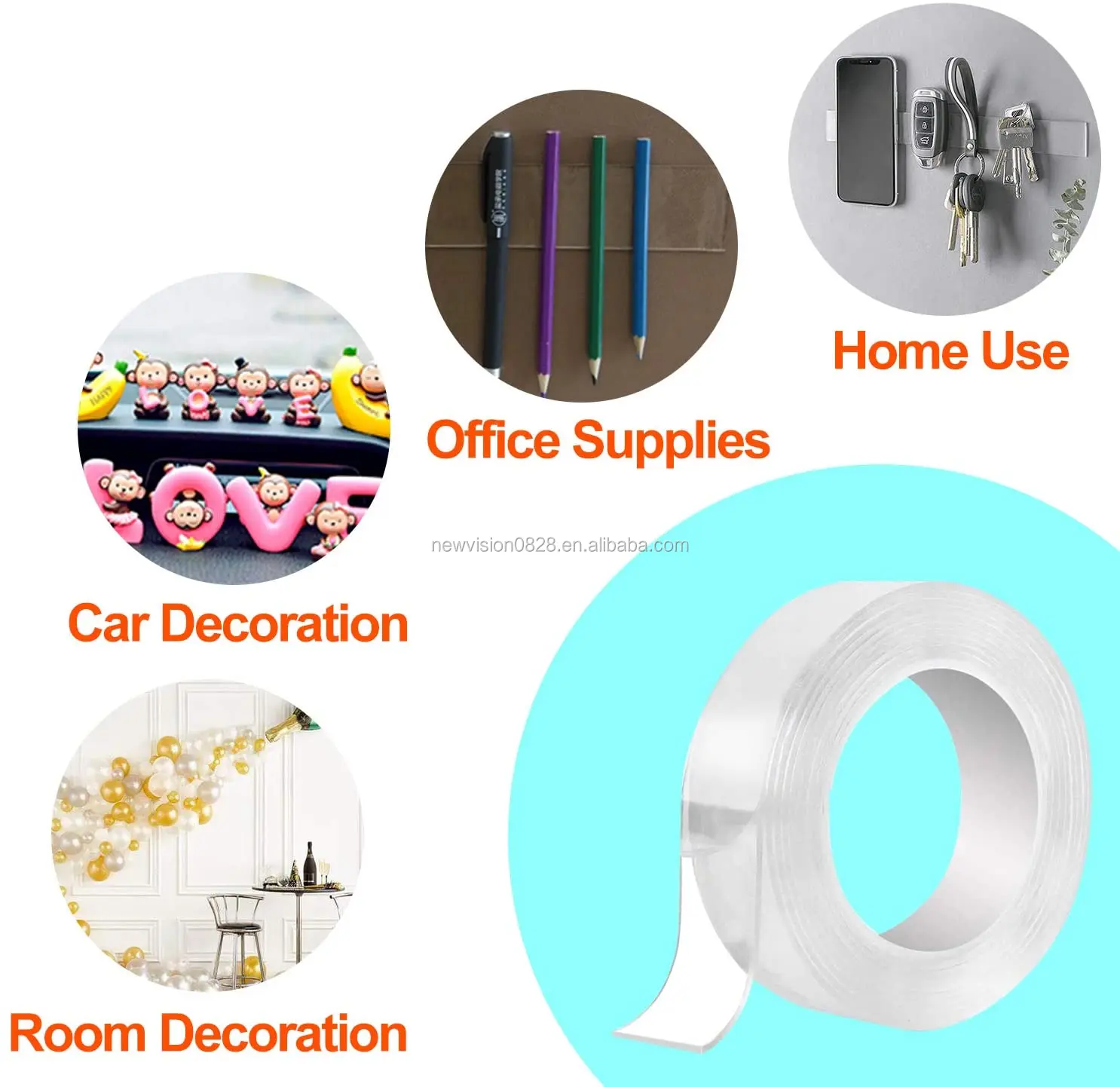 Traceless Washable Adhesive Removable Reusable Adhesive Gel Grip Tape Duty Double Sided Tape Clear Silicone Tape for Paste Photo