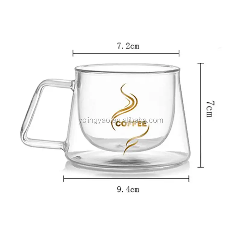 Double Wall Insulated Glasses Cup Espresso Coffee Cups with Handle Heat Resistant Mug Glassware for Coffee Tea Milk