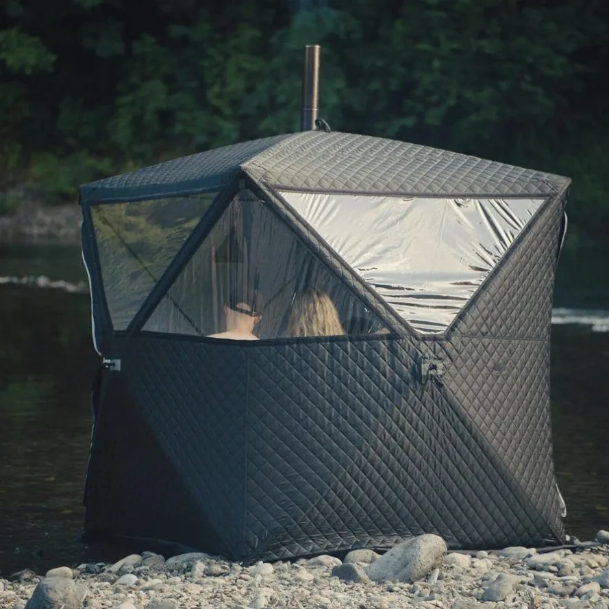 Top Quality Pop Up Camp Sauna Tent Room Portable Hiking Insulated Camping Ice Cube Winter Fishing Tent Extra Large Insulated