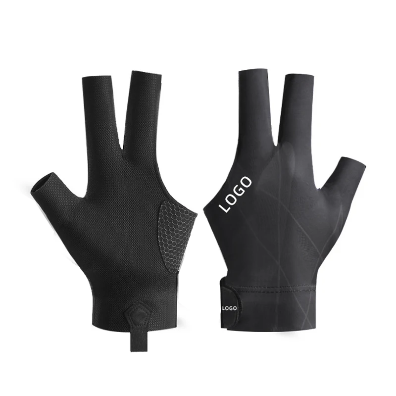 Custom 3-Finger Durable Non-Slip Breathable Snooker Gloves for Professional Table Players for Snooker & Billiard Balls