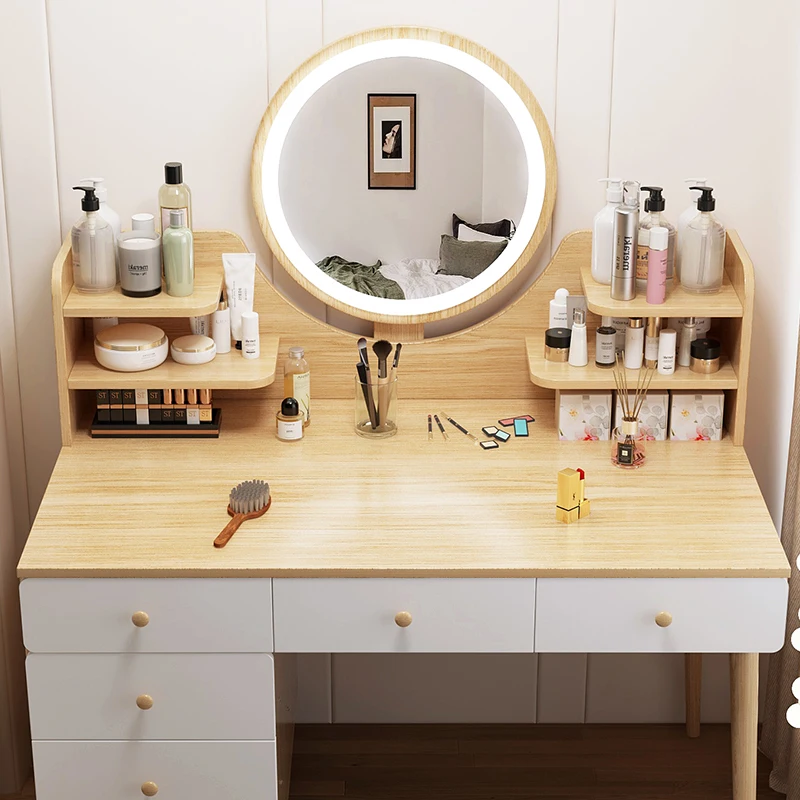 new design home makeup vanity round mirror led dressing table fashion chest dresser for bed room